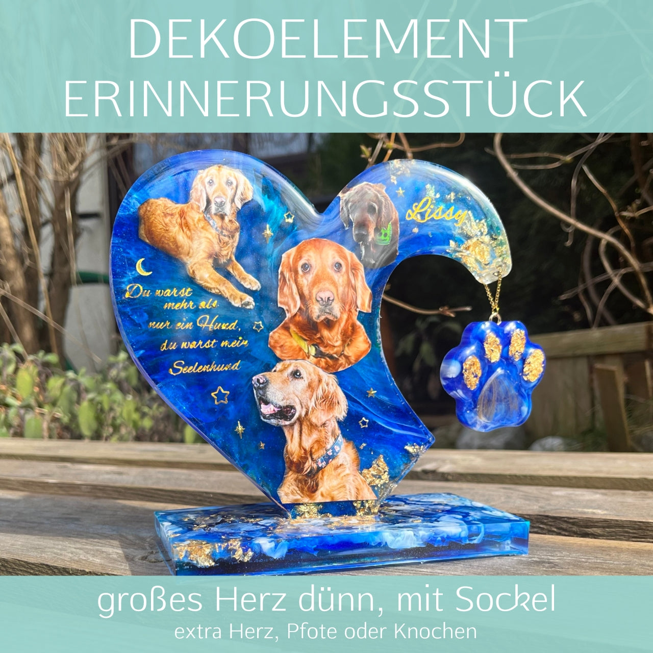 Großes Herz dünn mit Sockel