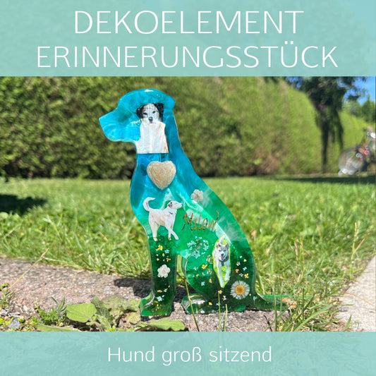 Hund groß sitzend Dekoelement